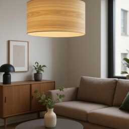 Pendant Modern Light - Wood Veneer Hanging Lamp Natural Shade - thumbnail 2
