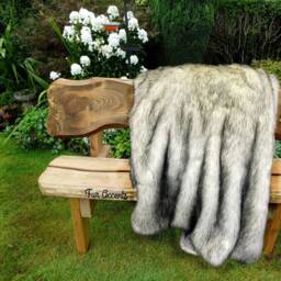 Plush Faux Fur Throw Blanket, Arctic Wolf, Minky Cuddle Lining