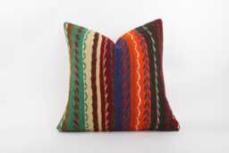 Vintage Turkish Kilim Pillow 20'' Square Anatolian Cushion - thumbnail 1
