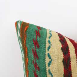 Vintage Turkish Kilim Pillow 20'' Square Anatolian Cushion - thumbnail 2