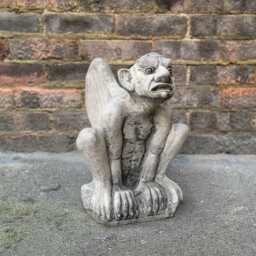 Outdoor Gargoyle Statue Concrete Figurine Guardian Decoration Garden & Home Sculpture Halloween Art Monster Lover Gift - thumbnail 2