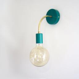 Jane - Green Brass Mid Century Wall Sconce Curved Arm Light - thumbnail 3