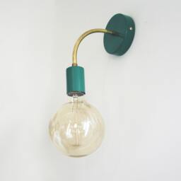 Jane - Green Brass Mid Century Wall Sconce Curved Arm Light - thumbnail 2