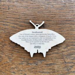 Swallowtail Butterfly Wooden Spring Decoration Hand Illustrated Birch Ornament - thumbnail 2