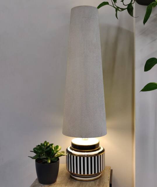 70cm Tall Light Grey Velvet Slim Cone Lampshade - image 1