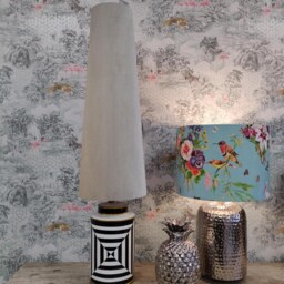 70cm Tall Light Grey Velvet Slim Cone Lampshade - thumbnail 3