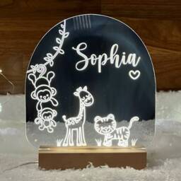 Personalised Nightlight, Animals Personalized Night Light New Baby Name, Bedroom Lamp, Newborn Nursery 1st Shower Christmas - thumbnail 2
