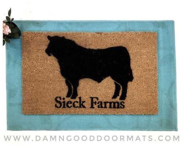 Custom Black Angus Cow Doormat, Farmhouse Ranch Entrance Rug - image 1