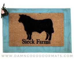 Custom Black Angus Cow Doormat, Farmhouse Ranch Entrance Rug - thumbnail 1
