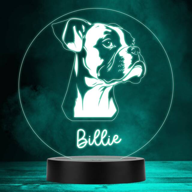 Boxer Dog Pet Silhouette Colour Changing Personalised Gift Lamp Night Light - Bedroom - image 1