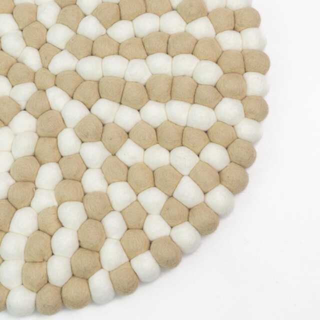 Chic Almond White Felt Ball Rug - Handmade Round Carpet For Cozy Living Spaces Off Pom Free Shipping - image 1