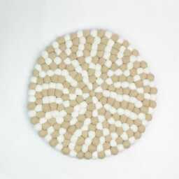 Chic Almond White Felt Ball Rug - Handmade Round Carpet For Cozy Living Spaces Off Pom Free Shipping - thumbnail 3