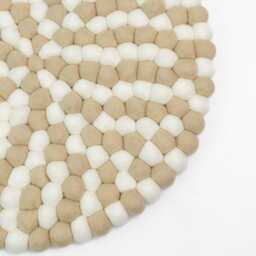 Chic Almond White Felt Ball Rug - Handmade Round Carpet For Cozy Living Spaces Off Pom Free Shipping - thumbnail 1