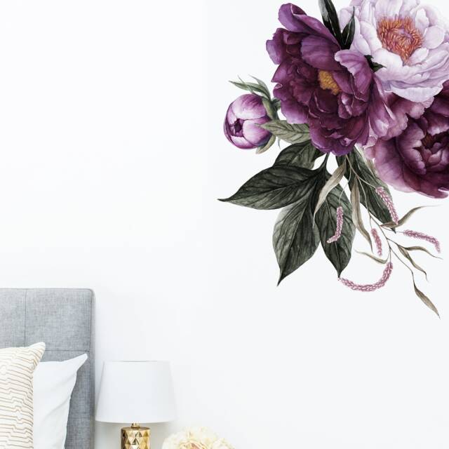 Wall Sicker - Rich Plum Floral Home Decor Flowers Decals Decor Deocr