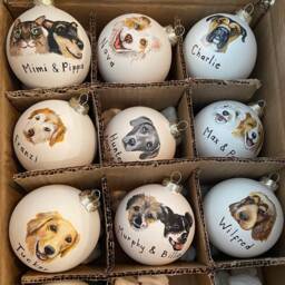 Pesonalised Hand Painted Dog Bauble With Velvet Ribbon - thumbnail 3