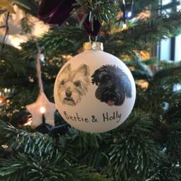 Pesonalised Hand Painted Dog Bauble With Velvet Ribbon - thumbnail 2