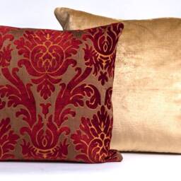 Gold Velvet Pillow Cover, Silk Accent Pillow, Handmade 22x22 - thumbnail 4