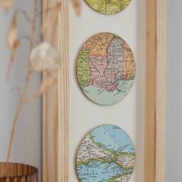 Map Wall Art - Four Custom Circles Wedding Gift Paper Anniversary For Husband Wife Personalized Print A Couple - thumbnail 3