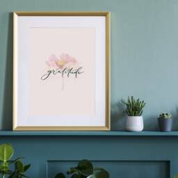 Gratitude Print, Christian Art Wall Art, Floral Gifts For Women, Home Decor, Gift, Pink Prints Wall Art - thumbnail 3
