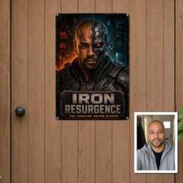 Personalised Retro Cyborg Metal Plaque From Photo, Custom Movie Title Subtitle Sci-Fi Sign Gift For Gamer Room Wall Decor Display - thumbnail 4