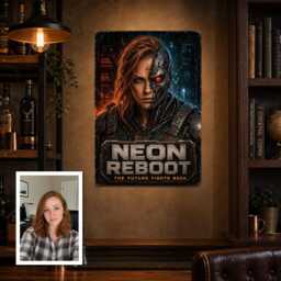 Personalised Retro Cyborg Metal Plaque From Photo, Custom Movie Title Subtitle Sci-Fi Sign Gift For Gamer Room Wall Decor Display - thumbnail 2