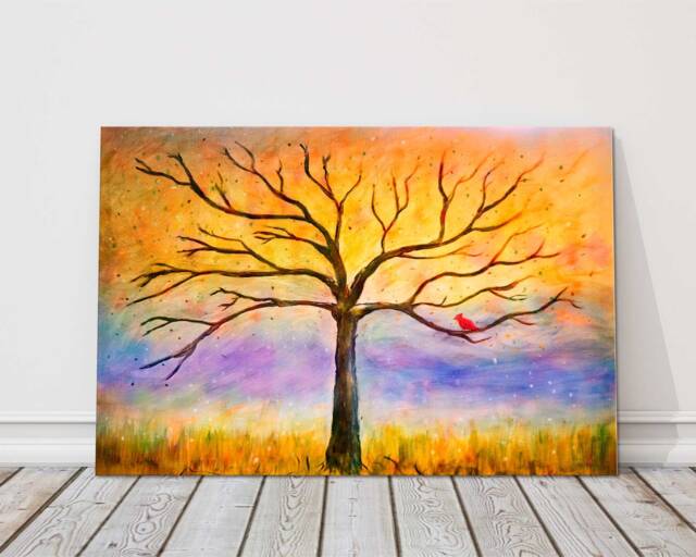 Red Bird Canvas Print Minimalist Nature Wildlife Wall Art Decor For Living Room Bedroom Office - image 1