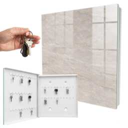 Natural Texture Wall Mounted Key Cabinet, Beige Box For Wall, Minimalist Textures, Lovers Of Subtle Elegance & Modern Interiors - thumbnail 2