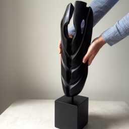 Charred Apple Wood Sculpture - Hand Carved Black Abstract Art Japandi Decor Ember Guardian - thumbnail 3