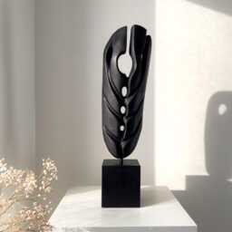 Charred Apple Wood Sculpture - Hand Carved Black Abstract Art Japandi Decor Ember Guardian - thumbnail 2