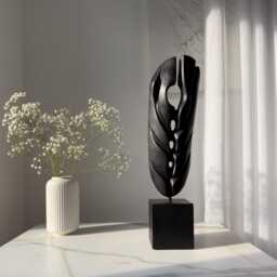 Charred Apple Wood Sculpture - Hand Carved Black Abstract Art Japandi Decor Ember Guardian - thumbnail 1