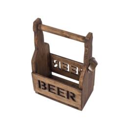 Beer Holder - Wooden Tote Carrier Caddy 6 Pack Six Back - thumbnail 4
