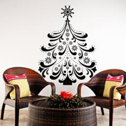 Christmas Wall Decals Tree Decal New Year Holiday Vinyl Sticker Art Home Interior Design Living Room Decor Window Door J192 - thumbnail 1