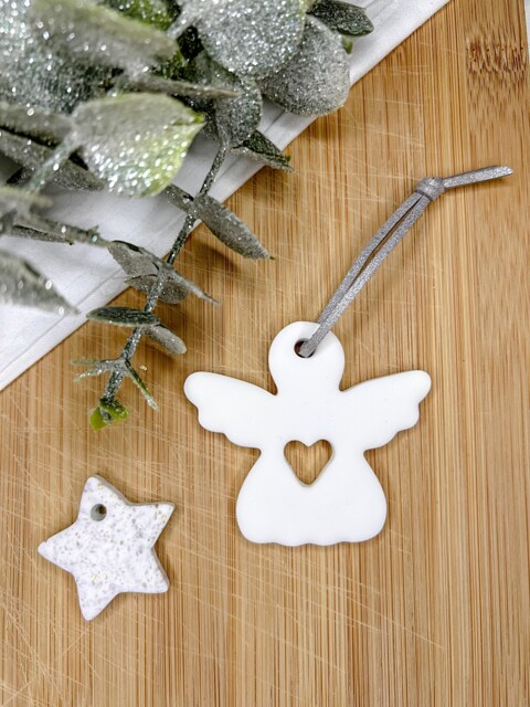 Handmade Polymer Clay Angel Christmas Decoration Memory Ornament - image 1