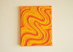 Yellow/Orange Groovy Textured Wall Art, Colorful Plaster Art On Canvas - 8x10 In - thumbnail 1