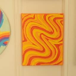Yellow/Orange Groovy Textured Wall Art, Colorful Plaster Art On Canvas - 8x10 In - thumbnail 3