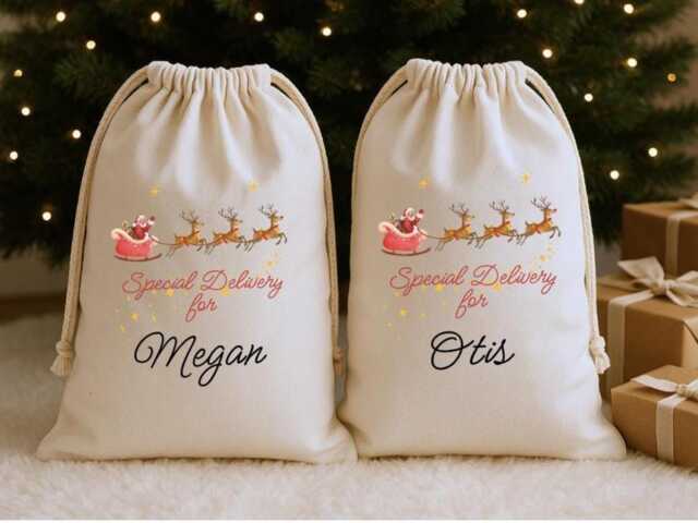 Custom Name Christmas Sacks & Stockings, Gift Bag, Bag With , Holiday Family Xmas Sack, Stocking Sack - image 1