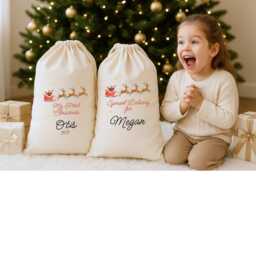 Custom Name Christmas Sacks & Stockings, Gift Bag, Bag With , Holiday Family Xmas Sack, Stocking Sack - thumbnail 2