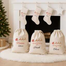 Custom Name Christmas Sacks & Stockings, Gift Bag, Bag With , Holiday Family Xmas Sack, Stocking Sack - thumbnail 3