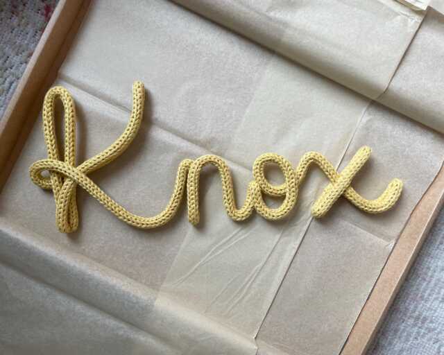 Knitted Name Sign Personalised Wire Word Cord Tricotin Nursery Decor Wall Hanging - image 1