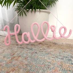 Knitted Name Sign Personalised Wire Word Cord Tricotin Nursery Decor Wall Hanging - thumbnail 2