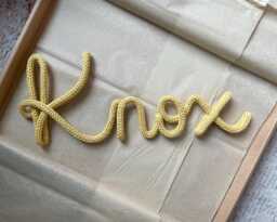 Knitted Name Sign Personalised Wire Word Cord Tricotin Nursery Decor Wall Hanging