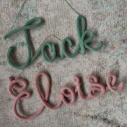 Knitted Name Sign Personalised Wire Word Cord Tricotin Nursery Decor Wall Hanging - thumbnail 4