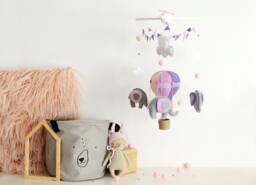 Felt Elephant Baby Mobile - Hot Air Balloon Nursery Decor