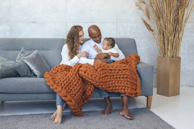 Chunky Knit Blanket Hand Knitted Merino Wool Giant Throw - image 1