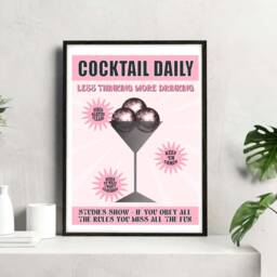 Glitterball Martini Print, Discoball Poster, Disco & Gliltterball Cocktails Wall Art - thumbnail 3