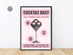 Glitterball Martini Print, Discoball Poster, Disco & Gliltterball Cocktails Wall Art - thumbnail 1