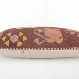 "Kilim Pillow, Wool Kilim Cousin From Anatolia , 30x60 cm, 12""x24" - thumbnail 3
