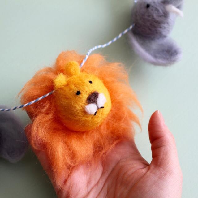 Felt Animal Safari Bunting, Lion Wall Art For Nursery, Needle Felted Animals, Garland, Nursery Decorations, Jungle Party - image 1