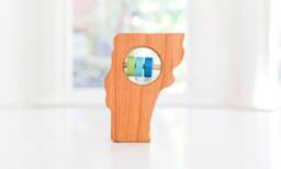 Vermont State Baby Rattle Modern Cherry Wood Toy