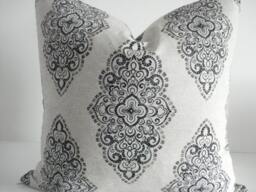New-Both Sides - Neutral Damask Medallions -Decorative Designer Pillow Cover-Taupe-Charcoal -Natural Throw /Lumbar Pillows - thumbnail 1